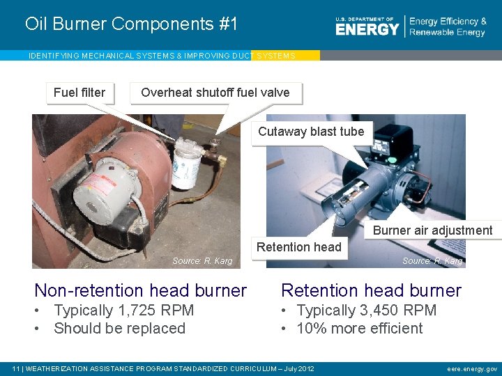 Oil Burner Components #1 IDENTIFYING MECHANICAL SYSTEMS & IMPROVING DUCT SYSTEMS Fuel filter Overheat