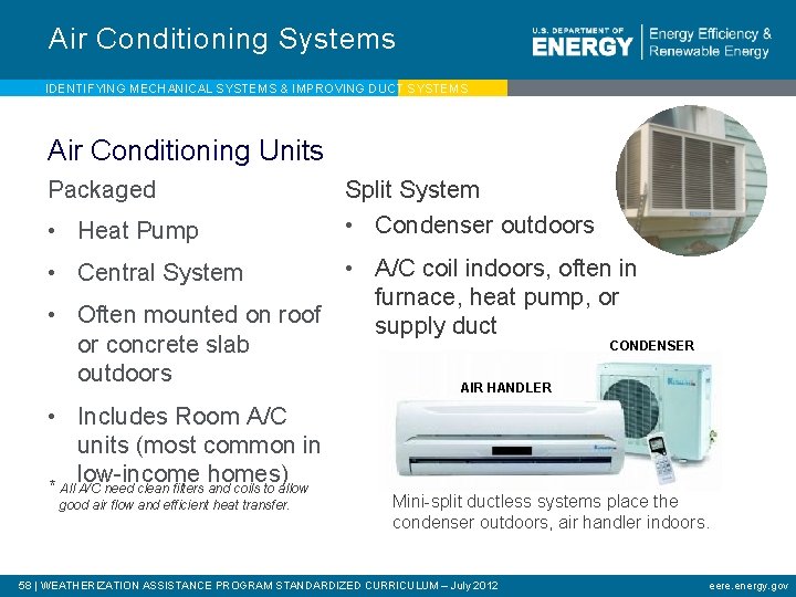 Air Conditioning Systems IDENTIFYING MECHANICAL SYSTEMS & IMPROVING DUCT SYSTEMS Air Conditioning Units Packaged