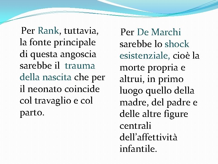 Per Rank, tuttavia, la fonte principale di questa angoscia sarebbe il trauma della nascita