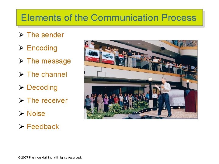 Elements of the Communication Process Ø The sender Ø Encoding Ø The message Ø