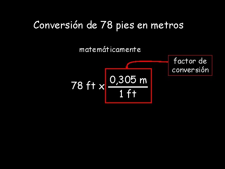 Conversión de 78 pies en metros matemáticamente 0, 305 m 78 ft x 1 Conversión de 78 pies en metros matemáticamente 0, 305 m 78 ft x 1