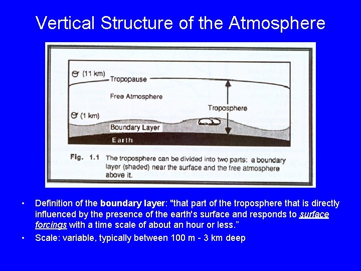 Vertical Structure of the Atmosphere • • Definition of the boundary layer: "that part