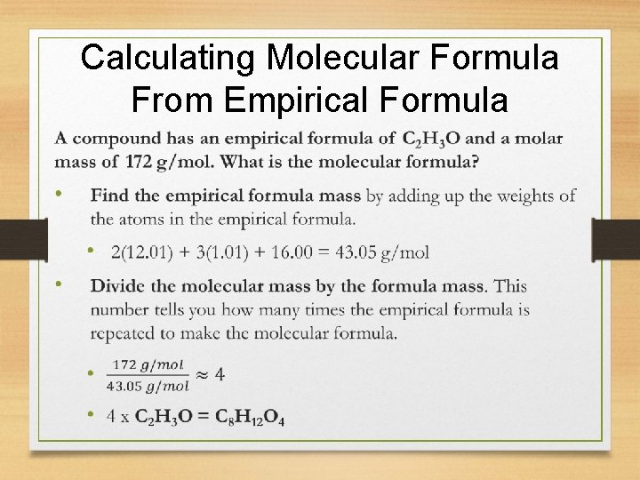 Calculating Molecular Formula From Empirical Formula 