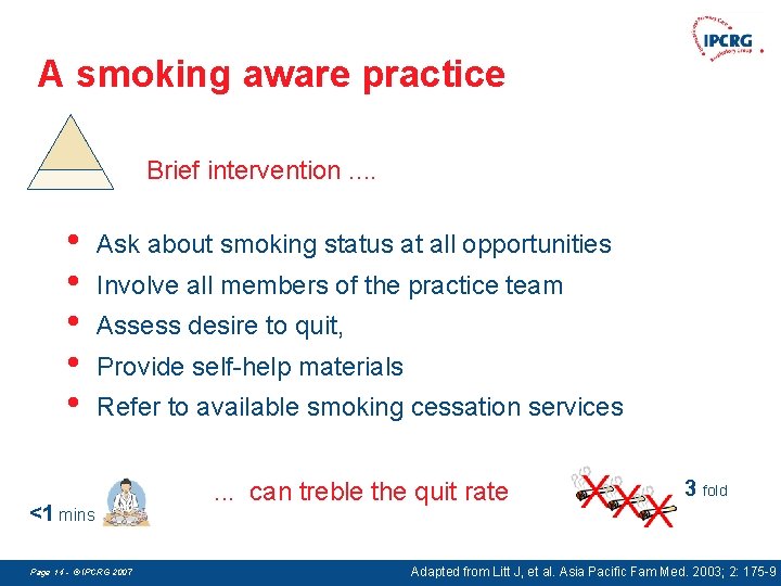 A smoking aware practice Brief intervention. . • • • Ask about smoking status