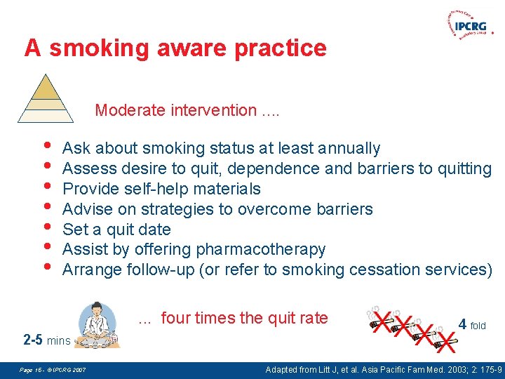 A smoking aware practice Moderate intervention. . • • Ask about smoking status at