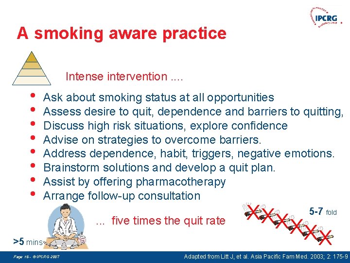 A smoking aware practice Intense intervention. . • • Ask about smoking status at