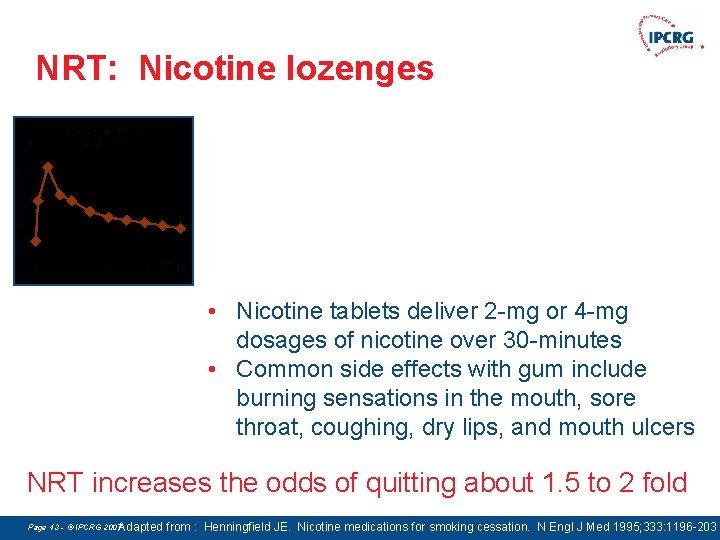 NRT: Nicotine lozenges • Nicotine tablets deliver 2 -mg or 4 -mg dosages of