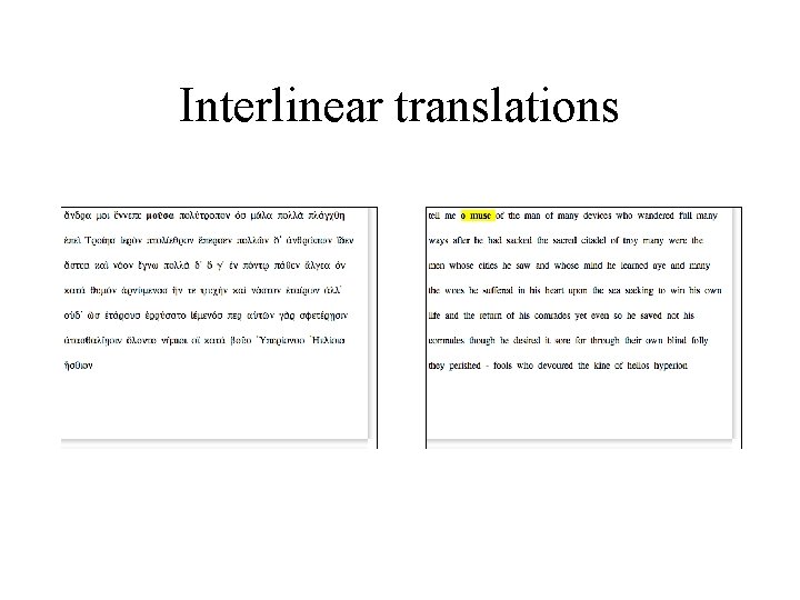 Interlinear translations Interlinear translations