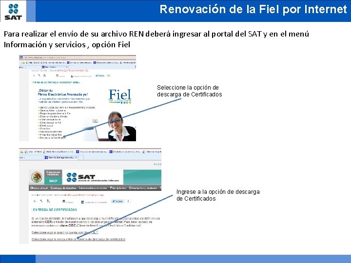 Renovación de la Fiel por Internet Para realizar el envío de su archivo REN