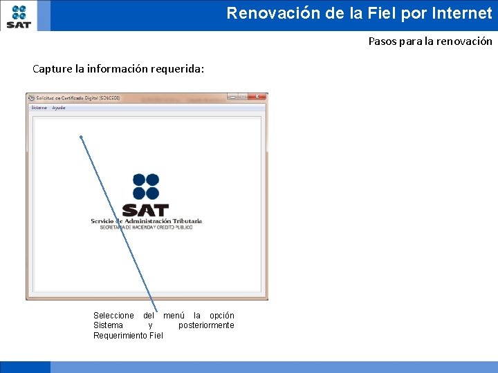 Renovación de la Fiel por Internet Pasos para la renovación Capture la información requerida: