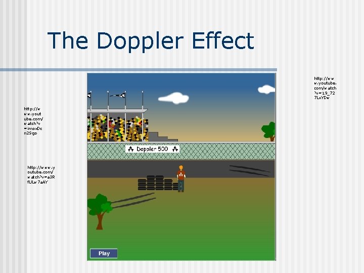 The Doppler Effect http: //ww w. youtube. com/watch ? v=19_72 7 Lx. YDw http:
