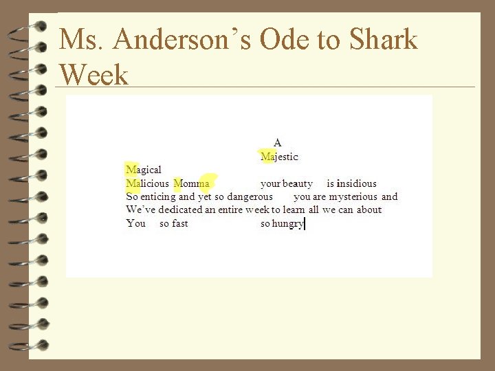 Ms. Anderson’s Ode to Shark Week 