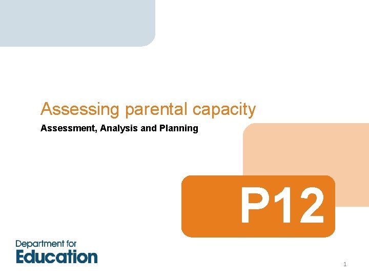 Assessing parental capacity Assessment, Analysis and Planning P 12 1 