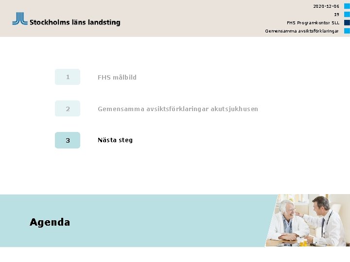 2020 -12 -06 19 FHS Programkontor SLL Gemensamma avsiktsförklaringar 1 FHS målbild 2 Gemensamma