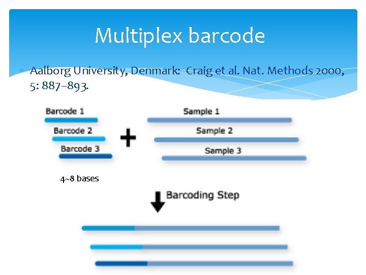 Multiplex barcode Aalborg University, Denmark: Craig et al. Nat. Methods 2000, 5: 887– 893.