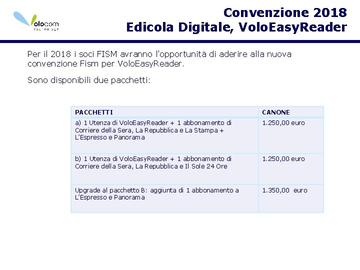 2 Convenzione 2018 Edicola Digitale, Volo. Easy. Reader Per il 2018 i soci FISM