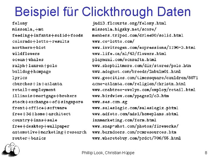 Beispiel für Clickthrough Daten Phillip Look, Christian Hüppe 8 