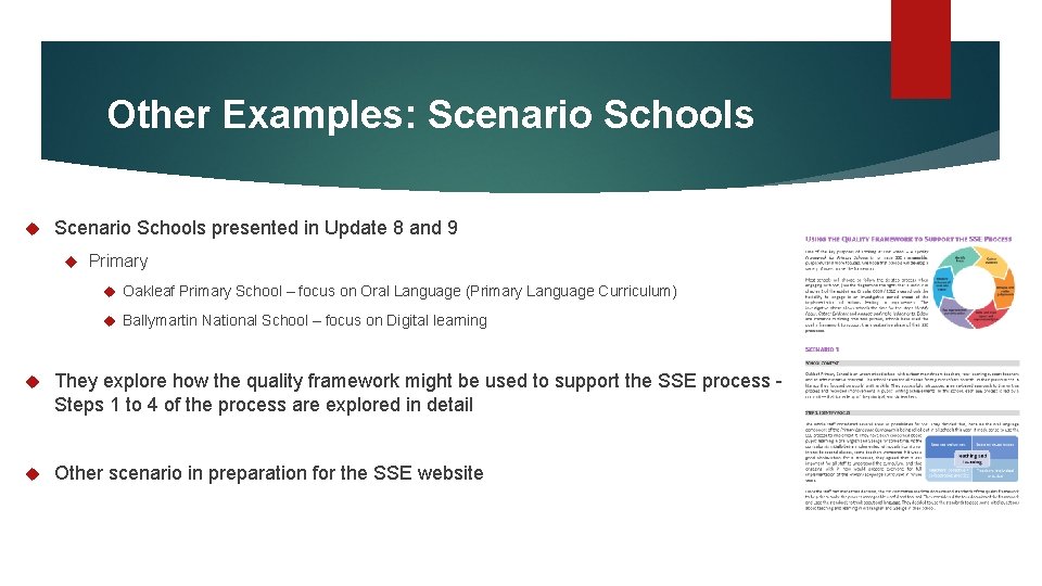 Other Examples: Scenario Schools presented in Update 8 and 9 Primary Oakleaf Primary School