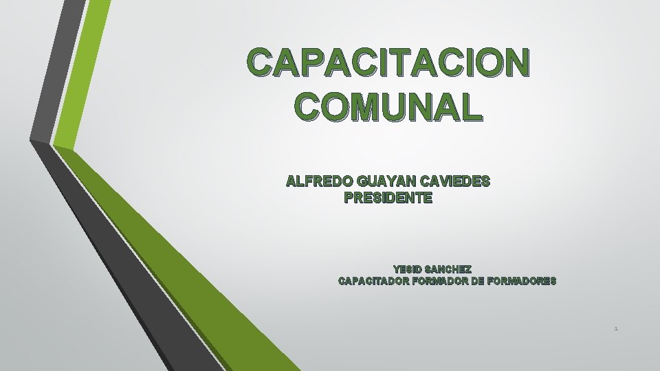 CAPACITACION COMUNAL ALFREDO GUAYAN CAVIEDES PRESIDENTE YESID SANCHEZ CAPACITADOR FORMADOR DE FORMADORES 1 