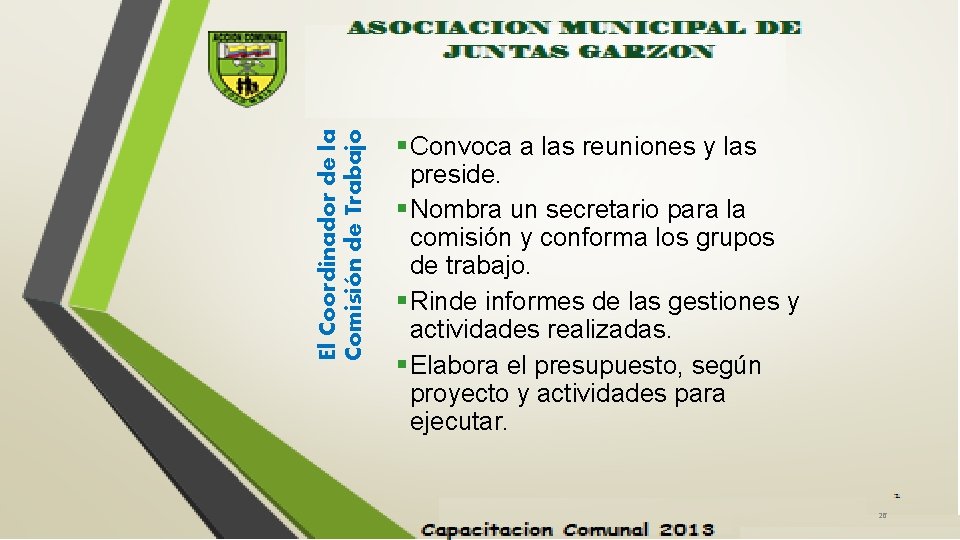 El Coordinador de la Comisión de Trabajo § Convoca a las reuniones y las