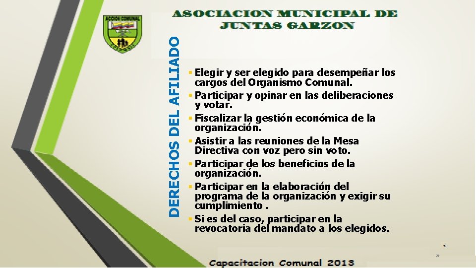 DERECHOS DEL AFILIADO § Elegir y ser elegido para desempeñar los cargos del Organismo