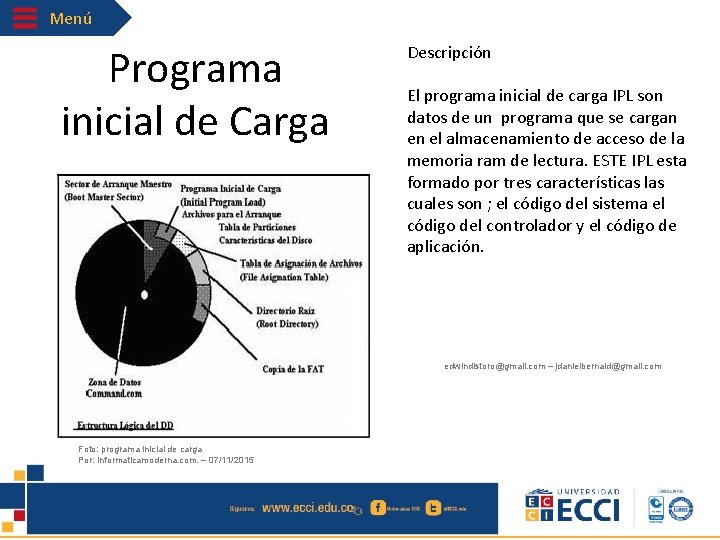 Menú Programa inicial de Carga Descripción El programa inicial de carga IPL son datos