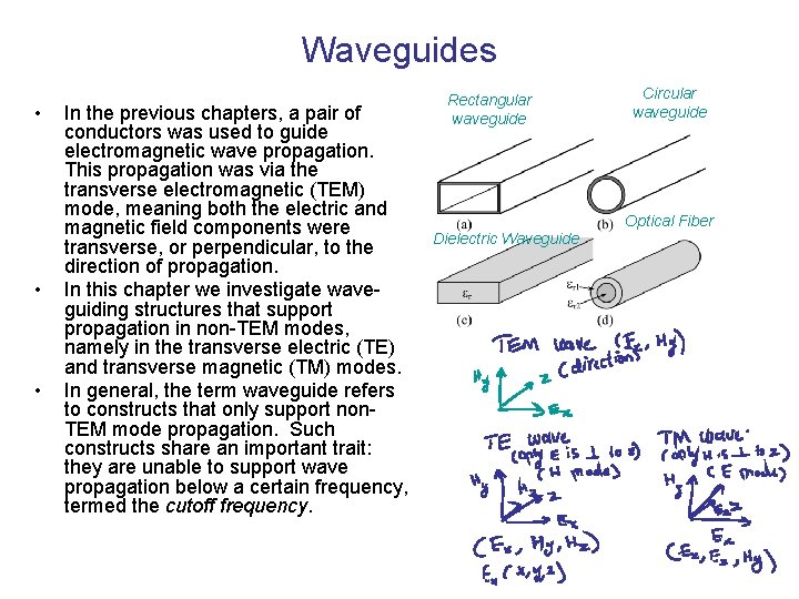 Waveguides • • • In the previous chapters, a pair of conductors was used