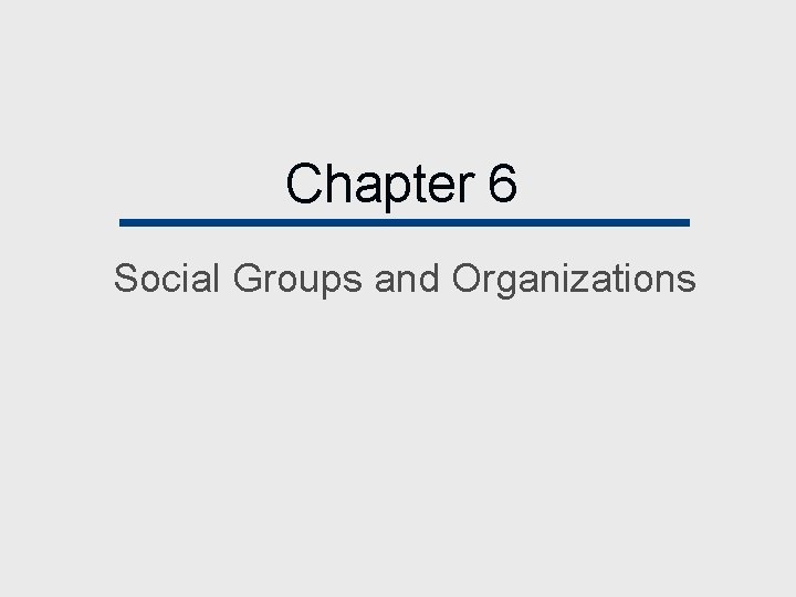 Chapter 6 Social Groups and Organizations 
