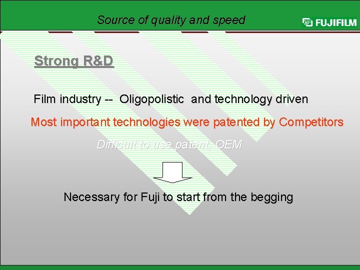 Source of quality and speed Strong R&D Film industry -- Oligopolistic and technology driven