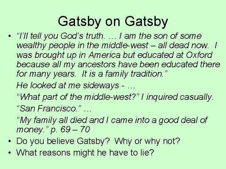 The Great Gatsby Ch 3 4 Important Quotes