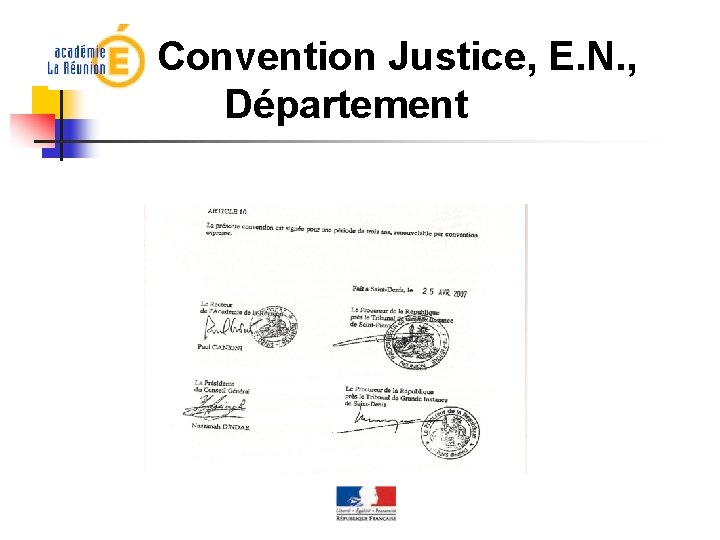 Convention Justice, E. N. , Département 