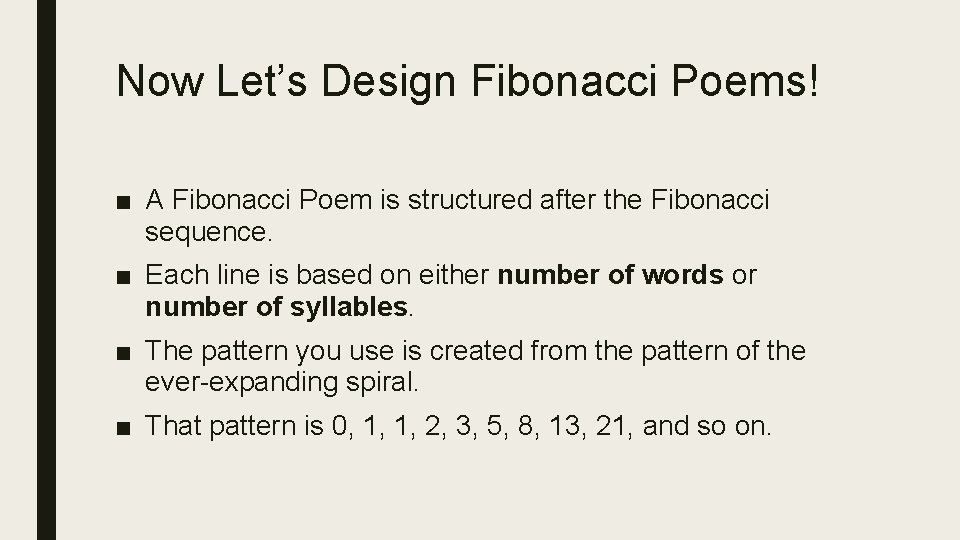 Fibonacci Poetry Where Does Fibonacci Poetry Come From