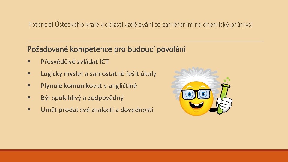 Potenciál Ústeckého kraje v oblasti vzdělávání se zaměřením na chemický průmysl Požadované kompetence pro