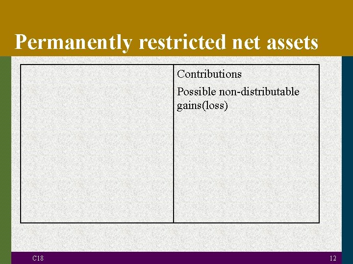 Permanently restricted net assets Contributions Possible non-distributable gains(loss) C 18 12 