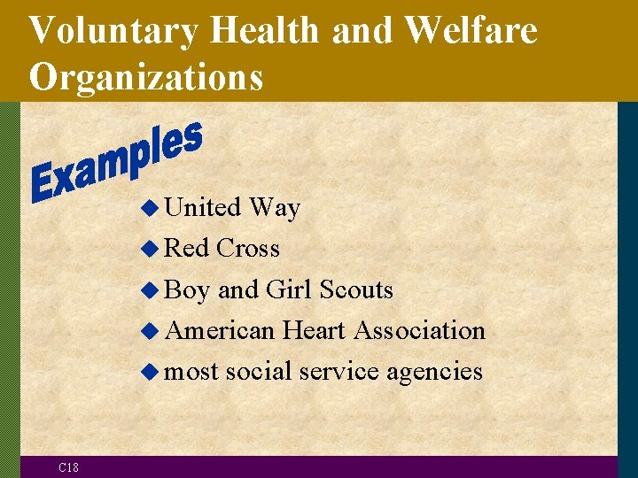 Voluntary Health and Welfare Organizations u United Way u Red Cross u Boy and