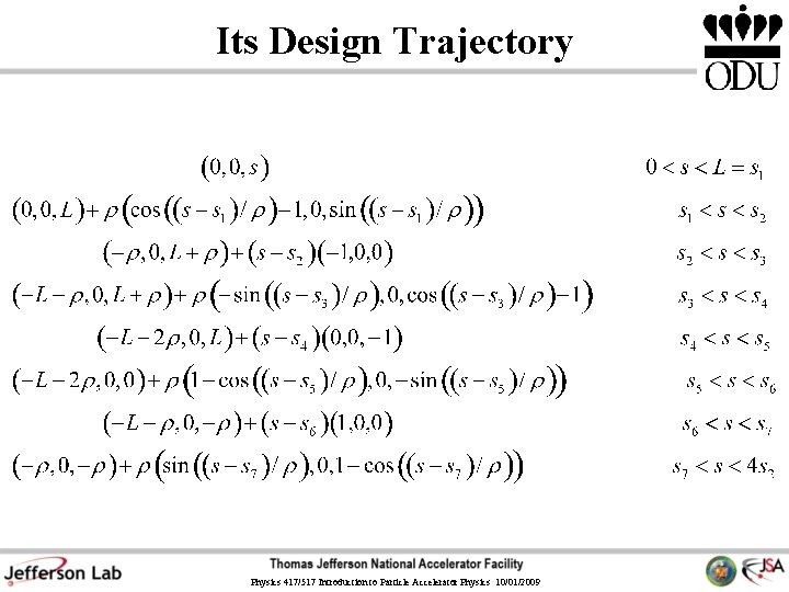 Its Design Trajectory Physics 417/517 Introduction to Particle Accelerator Physics 10/01/2009 Its Design Trajectory Physics 417/517 Introduction to Particle Accelerator Physics 10/01/2009