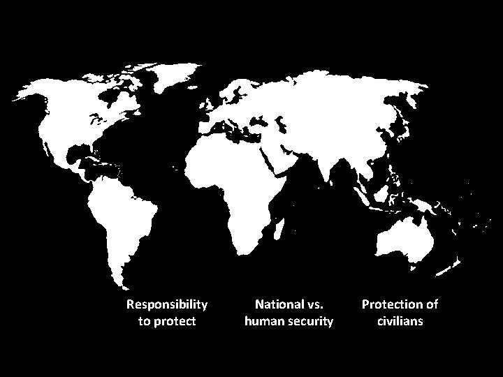 Responsibility to protect National vs. human security Protection of civilians 