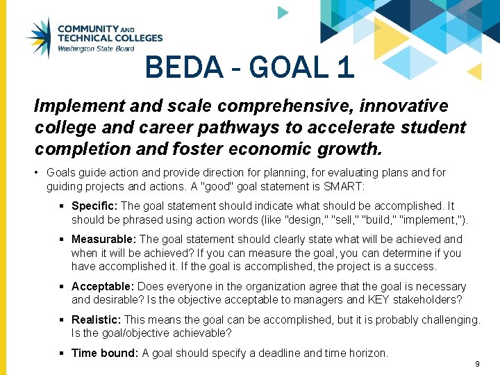 BEDA - GOAL 1 Implement and scale comprehensive, innovative college and career pathways to