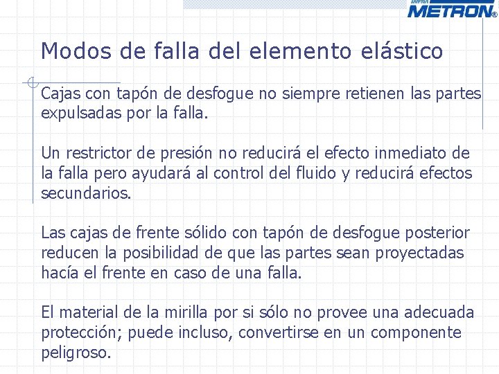Modos de falla del elemento elástico Cajas con tapón de desfogue no siempre retienen Modos de falla del elemento elástico Cajas con tapón de desfogue no siempre retienen