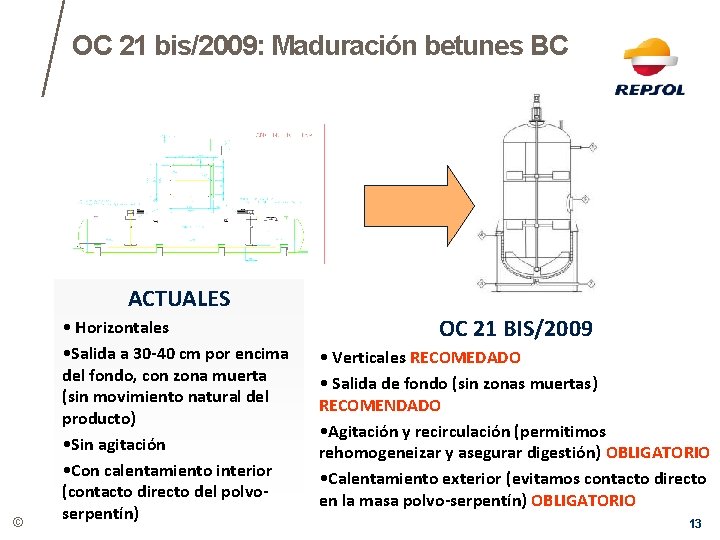 OC 21 bis/2009: Maduración betunes BC ACTUALES © • Horizontales • Salida a 30