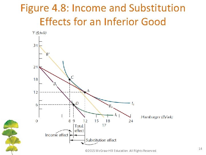 Figure 4. 8: Income and Substitution Effects for an Inferior Good © 2015 Mc.
