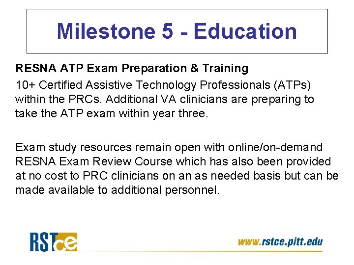 Milestone 5 - Education RESNA ATP Exam Preparation & Training 10+ Certified Assistive Technology Milestone 5 - Education RESNA ATP Exam Preparation & Training 10+ Certified Assistive Technology
