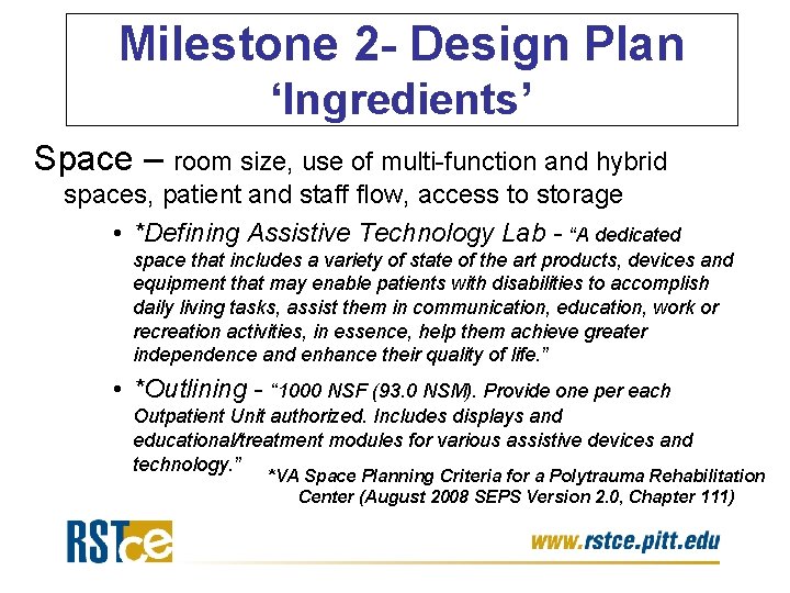 Milestone 2 - Design Plan ‘Ingredients’ Space – room size, use of multi-function and Milestone 2 - Design Plan ‘Ingredients’ Space – room size, use of multi-function and