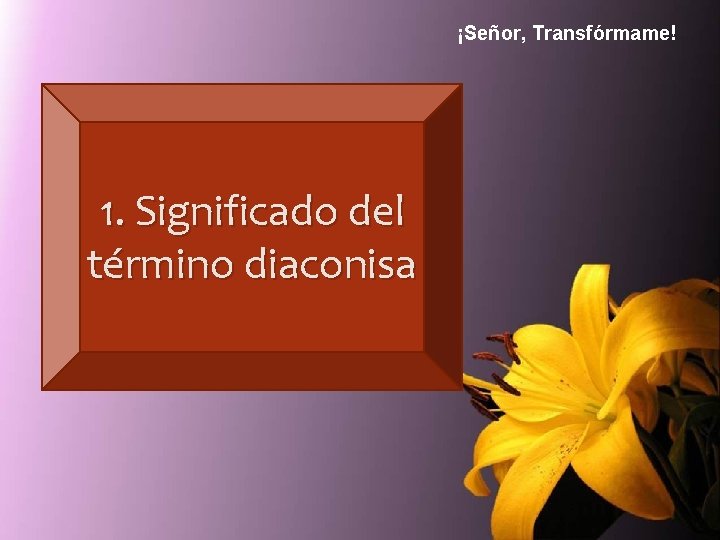 ¡Señor, Transfórmame! 1. Significado del término diaconisa 