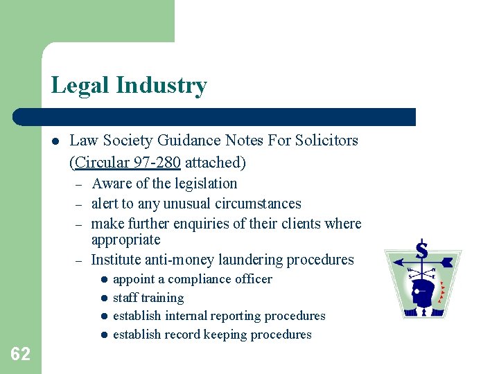 Legal Industry l Law Society Guidance Notes For Solicitors (Circular 97 -280 attached) –