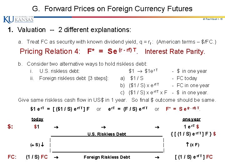 G. Forward Prices on Foreign Currency Futures © Paul Koch 1 -15 1. Valuation