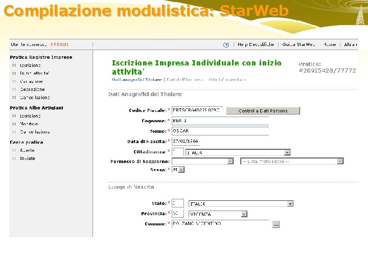 Compilazione modulistica: Star. Web 