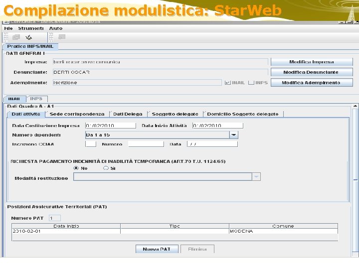 Compilazione modulistica: Star. Web 