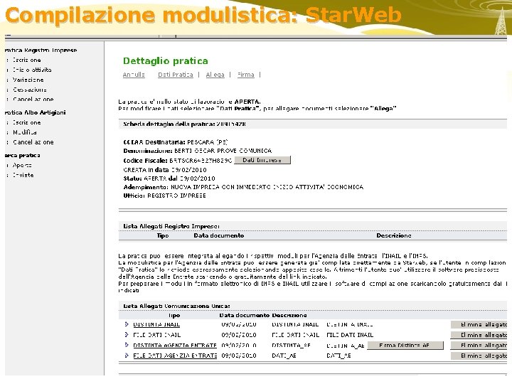 Compilazione modulistica: Star. Web 