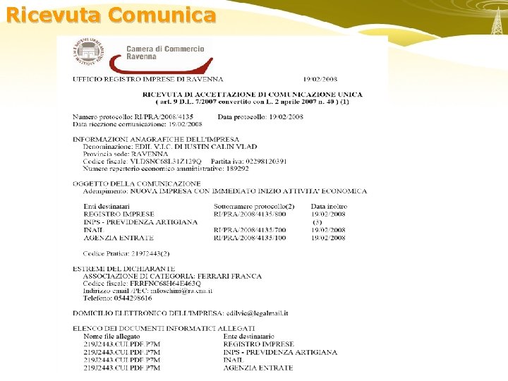 Ricevuta Comunica 